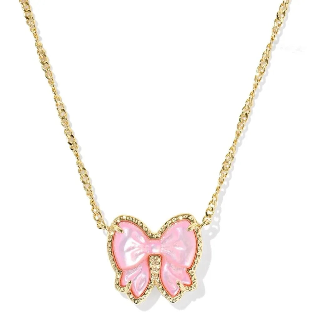 Colorful bow fashion necklace for women ins sweet and simple princess dopamine simple clavicle chain jewelry